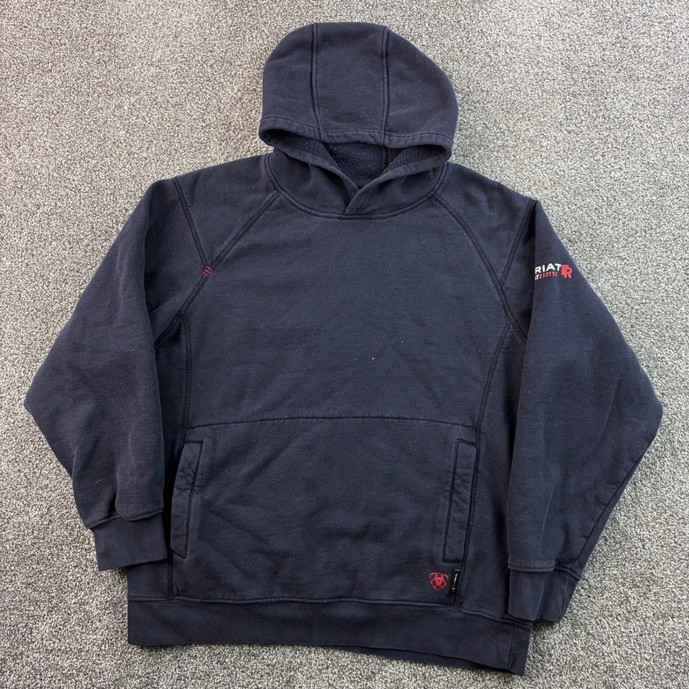 Ariat FR Hoodie Mens Large Navy Blue Flame Resistant Workwear Pullover CAT 2